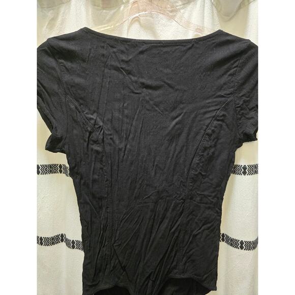 Intimately Free People black wire deep V-neck short sleeve bodysuit small - Picture 7 of 11